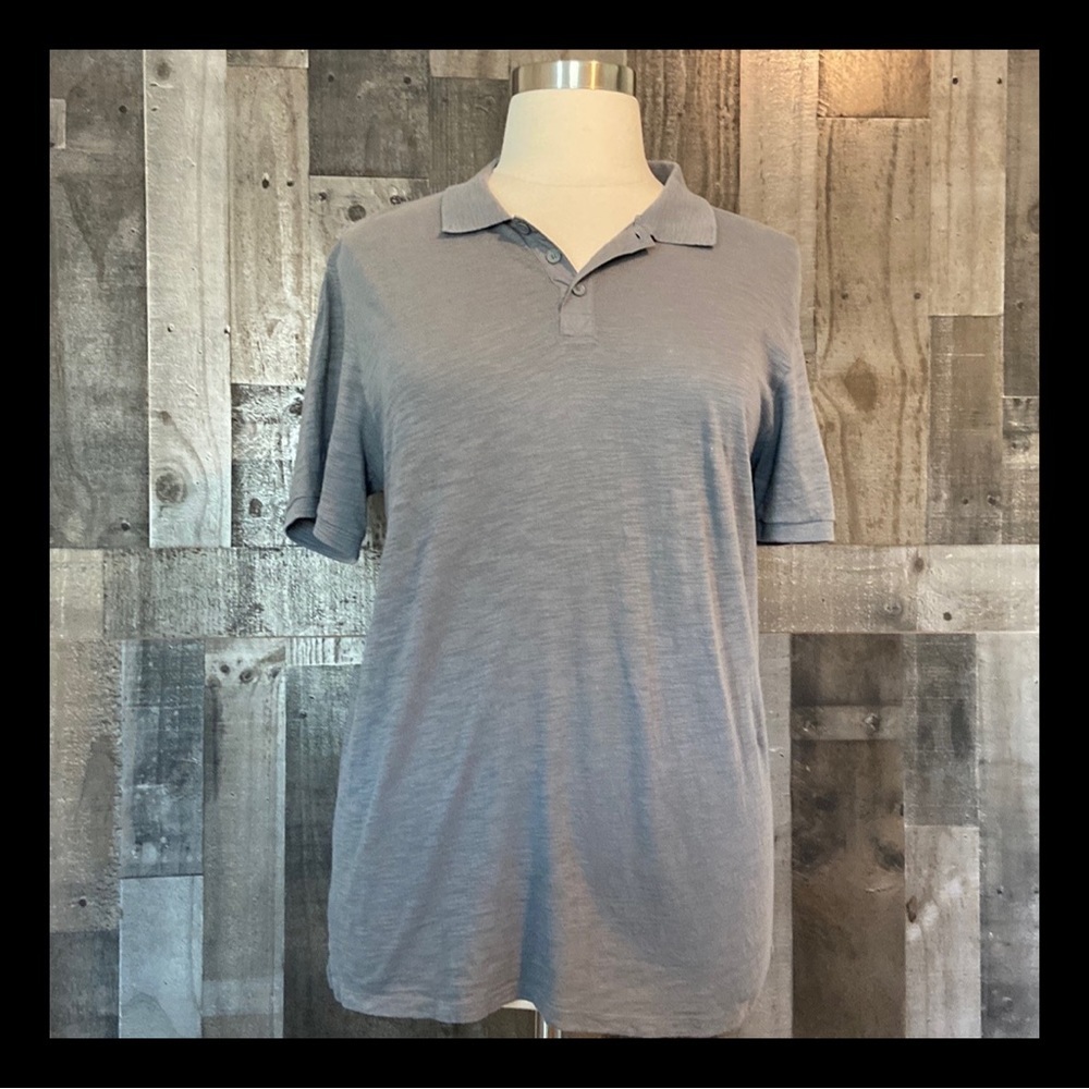 Men’s Vince charcoal gray polo shirt large preppy sporty golf resortwear summer